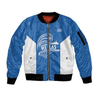Greece Basketball Custom Sleeve Zip Bomber Jacket Go Hellas Blue Version - Wonder Print Shop