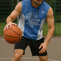 Greece Basketball Custom Sleeveless Hoodie Go Hellas Blue Version - Wonder Print Shop
