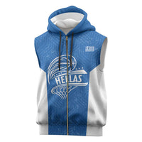 Greece Basketball Custom Sleeveless Zip Hoodie Go Hellas Blue Version - Wonder Print Shop