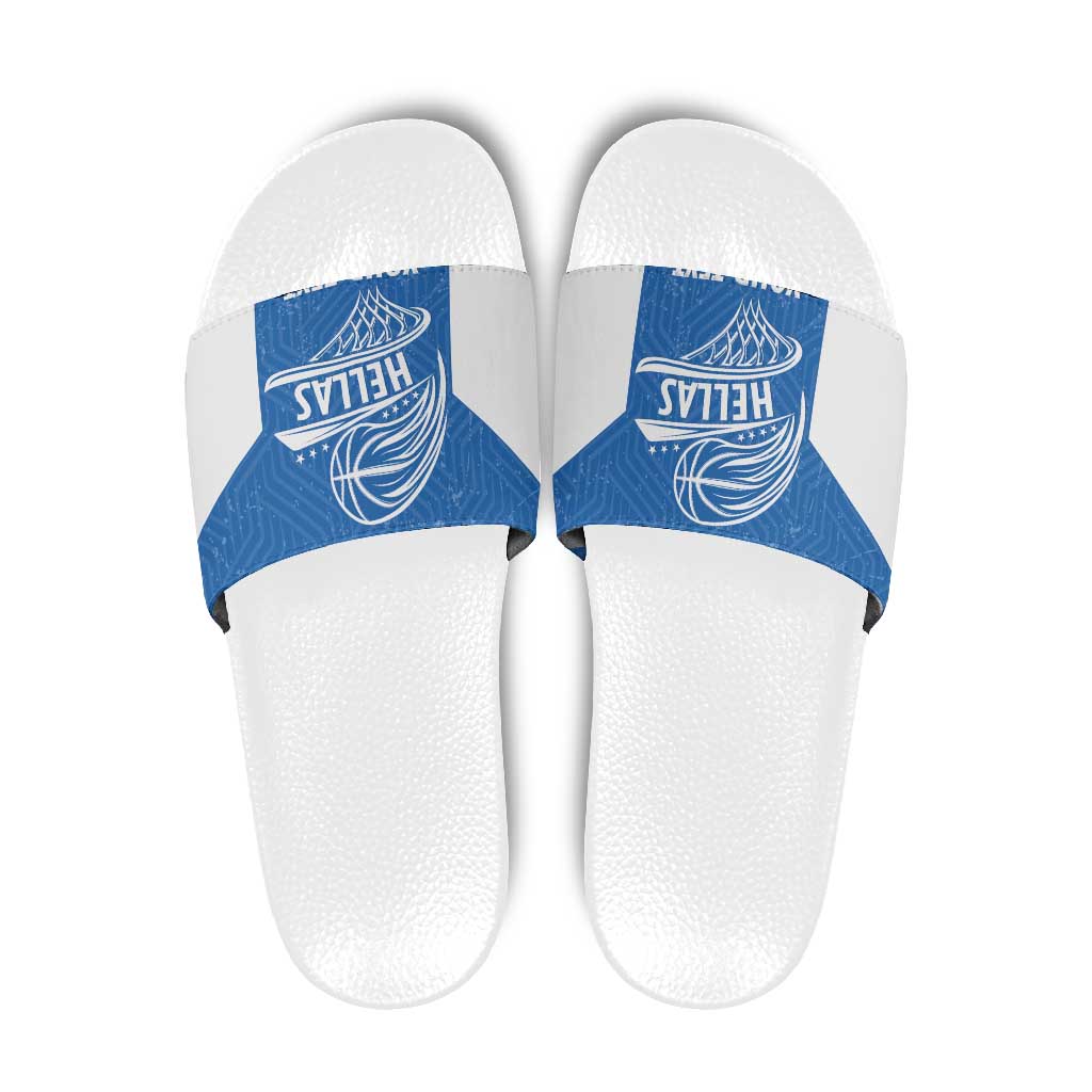 Greece Basketball Custom Slide Sandals Go Hellas Blue Version - Wonder Print Shop