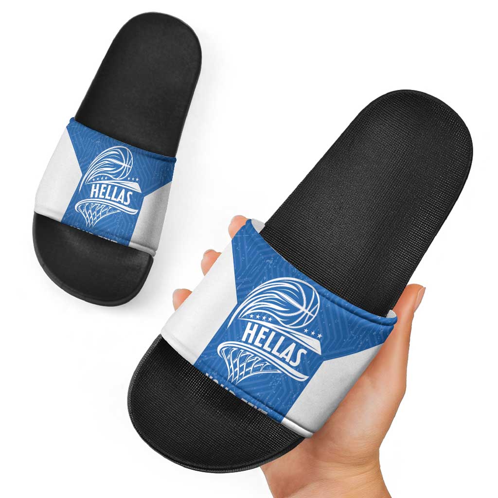 Greece Basketball Custom Slide Sandals Go Hellas Blue Version - Wonder Print Shop