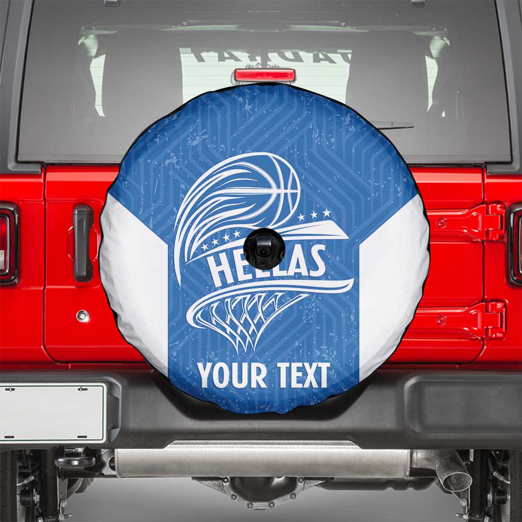 Greece Basketball Custom Spare Tire Cover Go Hellas Blue Version - Wonder Print Shop