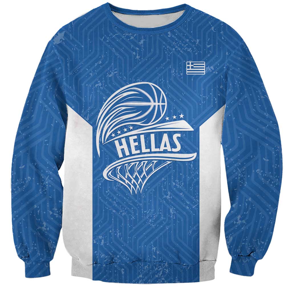 Greece Basketball Custom Sweatshirt Go Hellas Blue Version - Wonder Print Shop