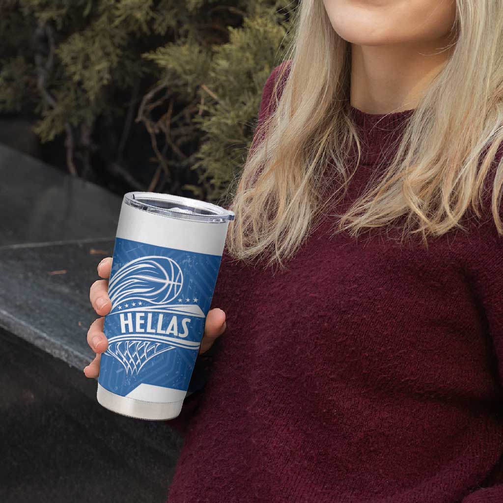 Greece Basketball Custom Tumbler Cup Go Hellas Blue Version - Wonder Print Shop