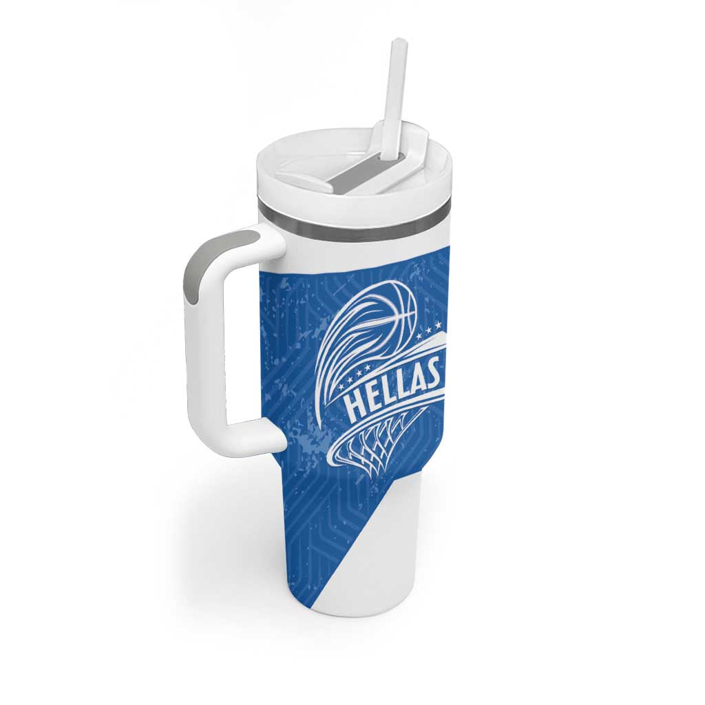 Greece Basketball Custom Tumbler With Handle Go Hellas Blue Version - Wonder Print Shop