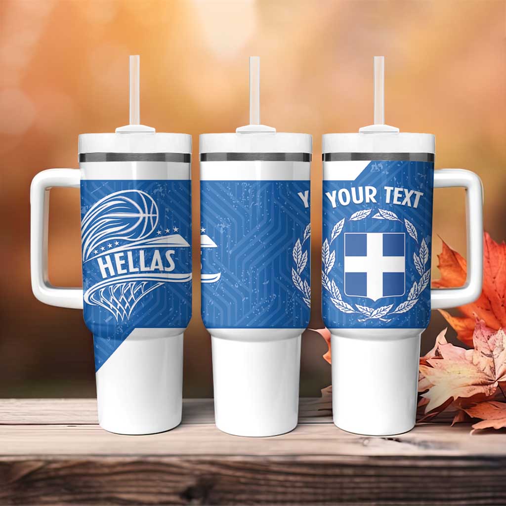 Greece Basketball Custom Tumbler With Handle Go Hellas Blue Version - Wonder Print Shop