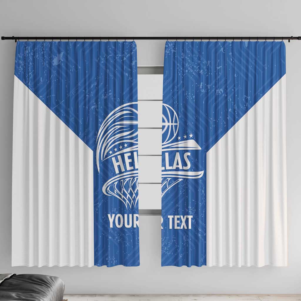 Greece Basketball Custom Window Curtain Go Hellas Blue Version - Wonder Print Shop