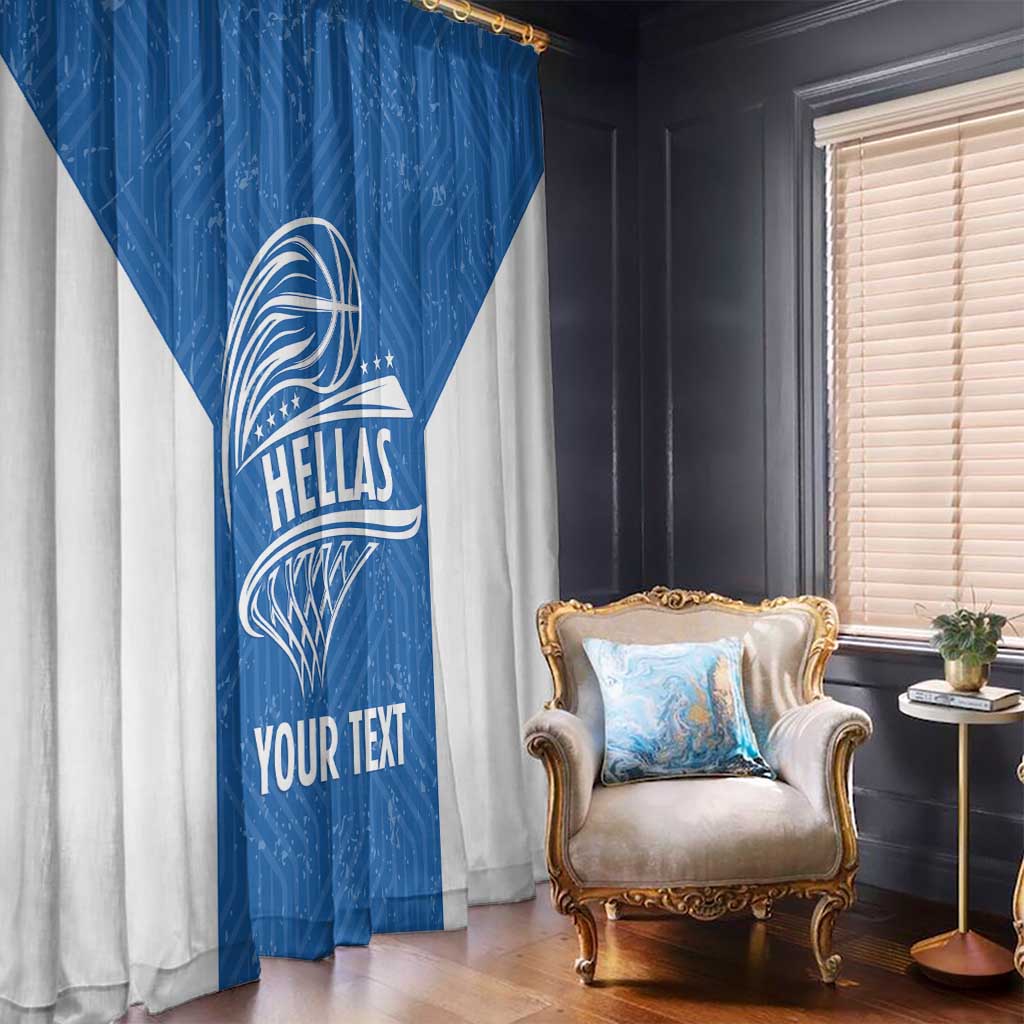 Greece Basketball Custom Window Curtain Go Hellas Blue Version - Wonder Print Shop
