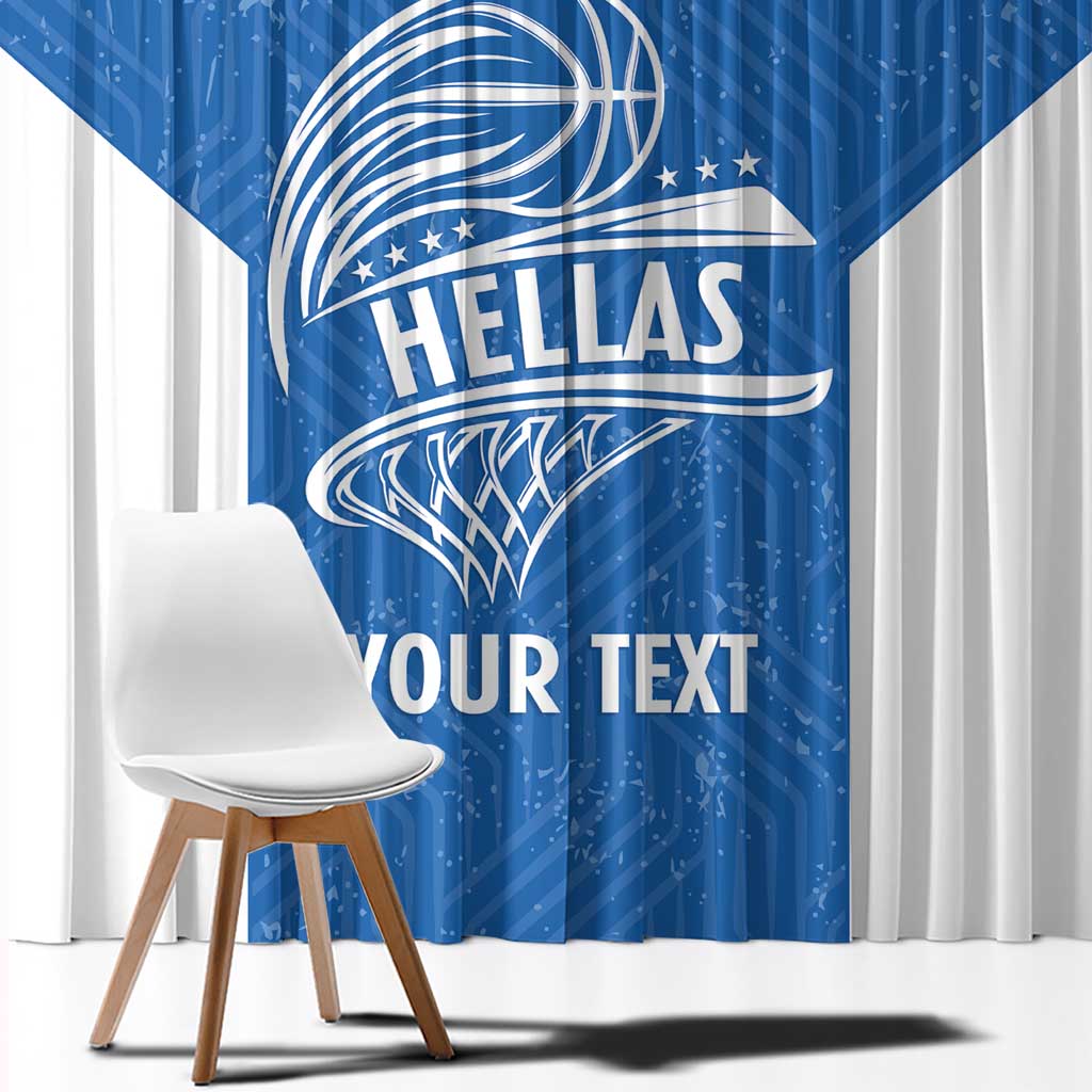 Greece Basketball Custom Window Curtain Go Hellas Blue Version - Wonder Print Shop