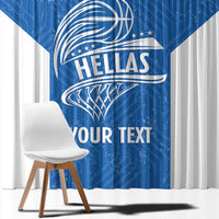 Greece Basketball Custom Window Curtain Go Hellas Blue Version - Wonder Print Shop