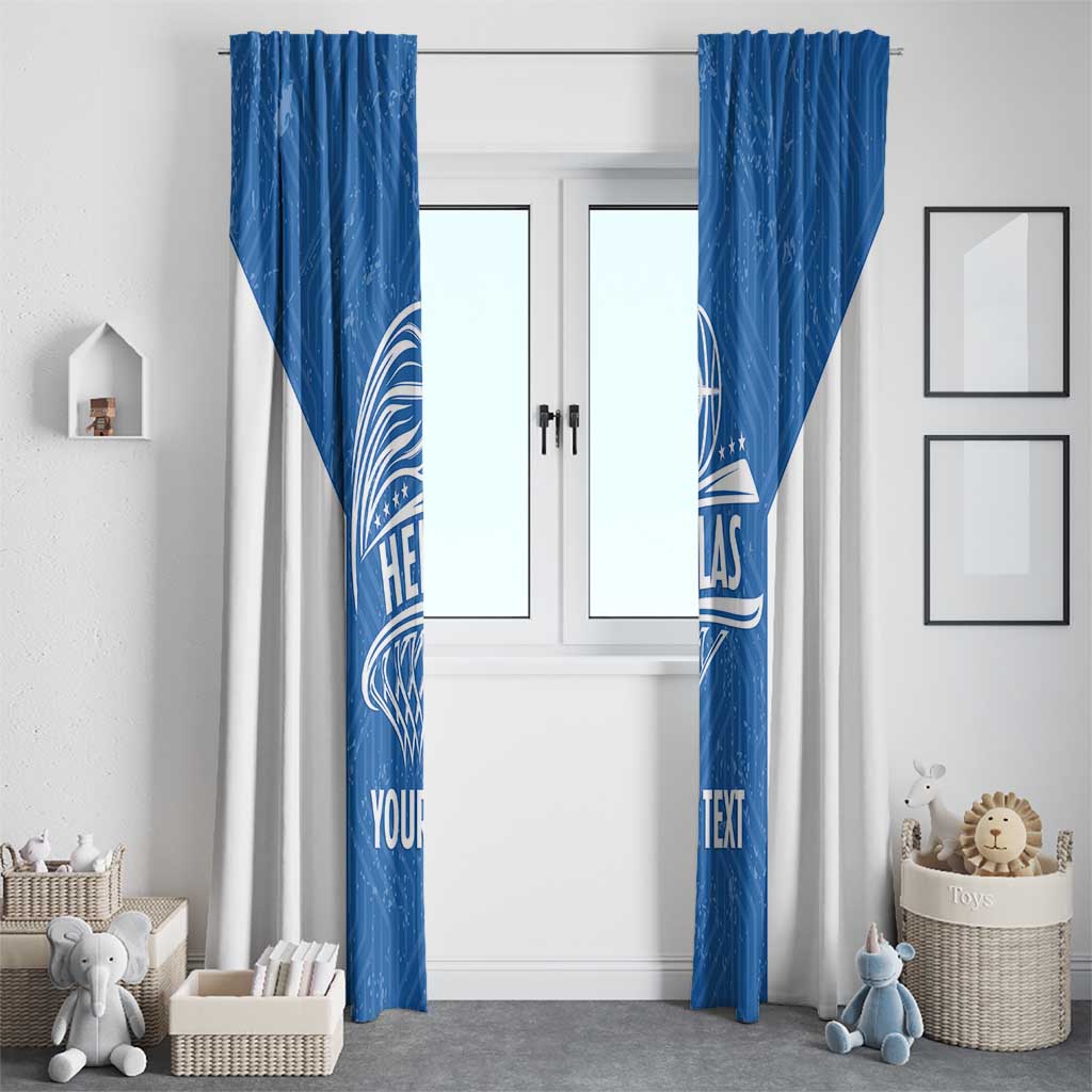 Greece Basketball Custom Window Curtain Go Hellas Blue Version - Wonder Print Shop