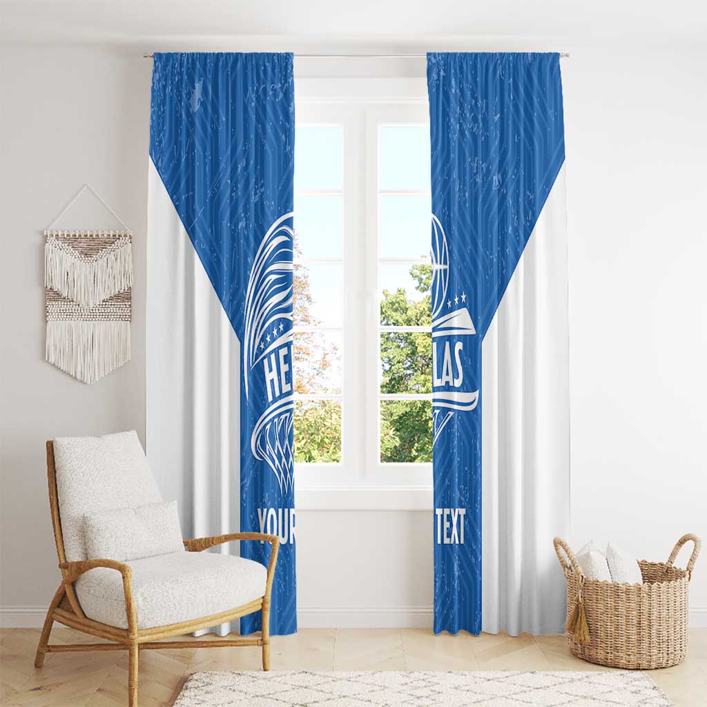 Greece Basketball Custom Window Curtain Go Hellas Blue Version - Wonder Print Shop