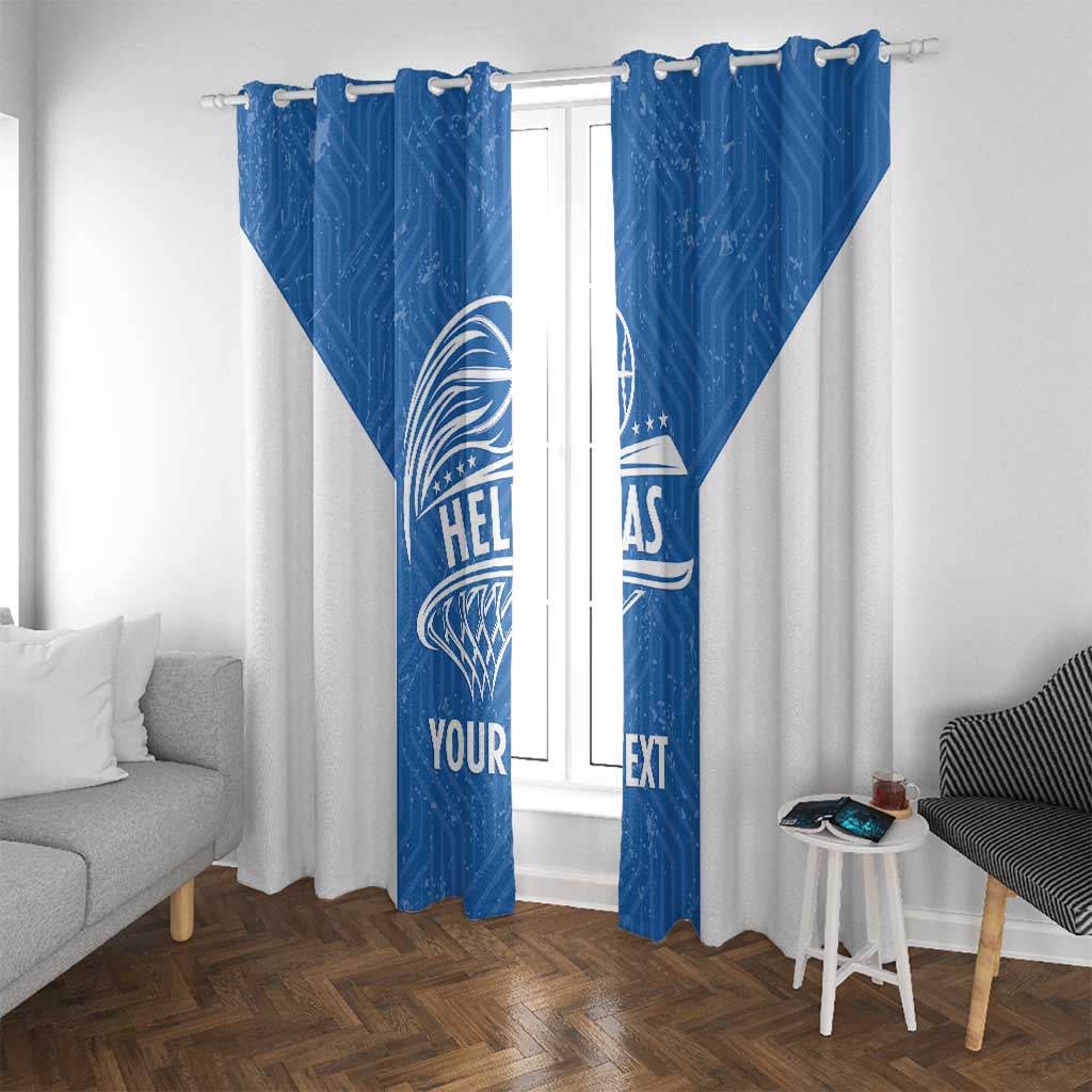 Greece Basketball Custom Window Curtain Go Hellas Blue Version - Wonder Print Shop