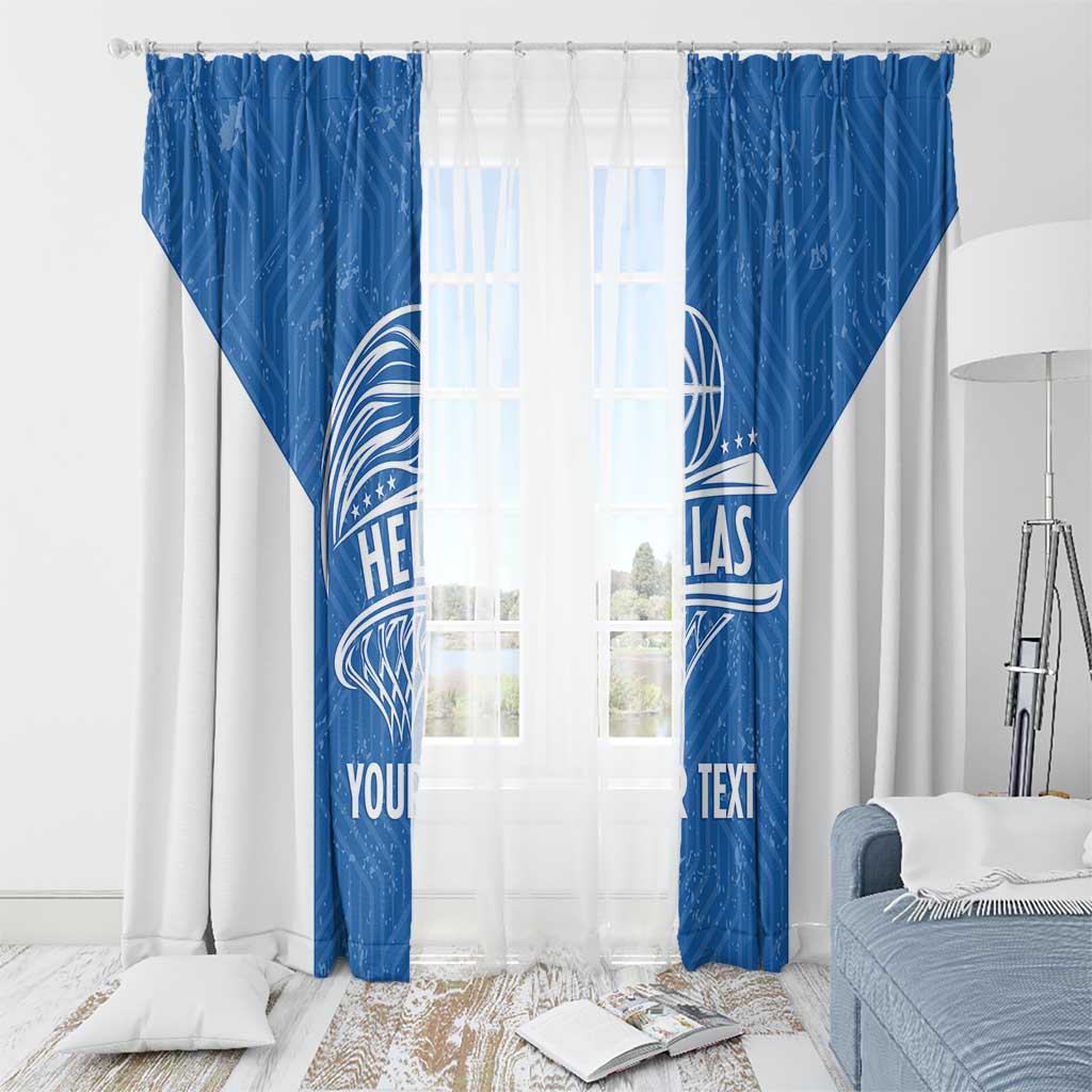 Greece Basketball Custom Window Curtain Go Hellas Blue Version - Wonder Print Shop