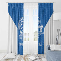 Greece Basketball Custom Window Curtain Go Hellas Blue Version - Wonder Print Shop