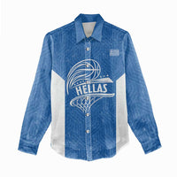 Greece Basketball Custom Women Casual Shirt Go Hellas Blue Version - Wonder Print Shop