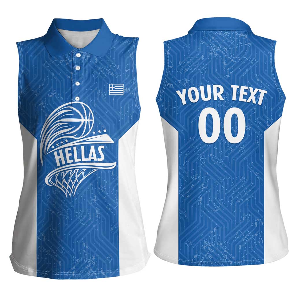 Greece Basketball Custom Women Sleeveless Polo Shirt Go Hellas Blue Version - Wonder Print Shop