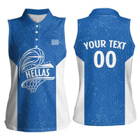 Greece Basketball Custom Women Sleeveless Polo Shirt Go Hellas Blue Version - Wonder Print Shop