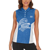 Greece Basketball Custom Women Sleeveless Polo Shirt Go Hellas Blue Version - Wonder Print Shop