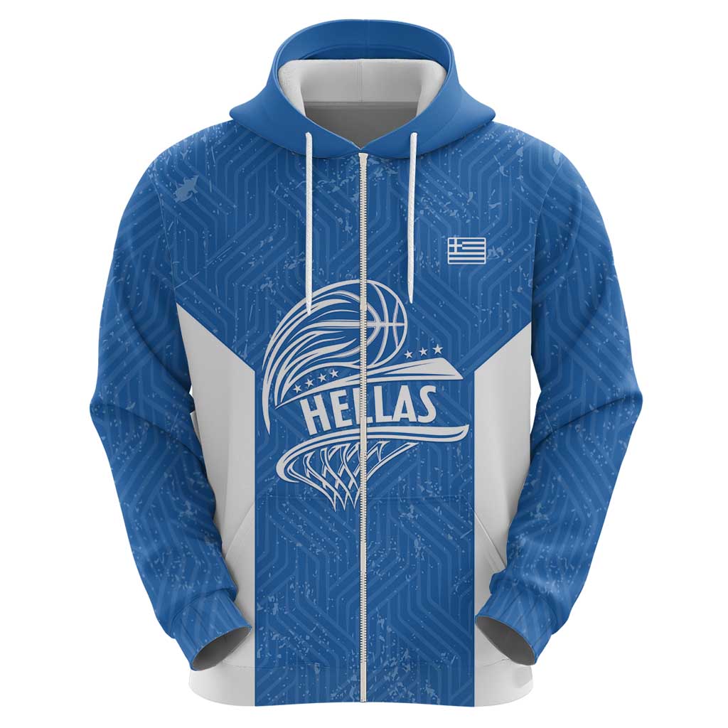 Greece Basketball Custom Zip Hoodie Go Hellas Blue Version - Wonder Print Shop