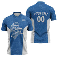 Greece Basketball Custom Zipper Polo Shirt Go Hellas Blue Version - Wonder Print Shop