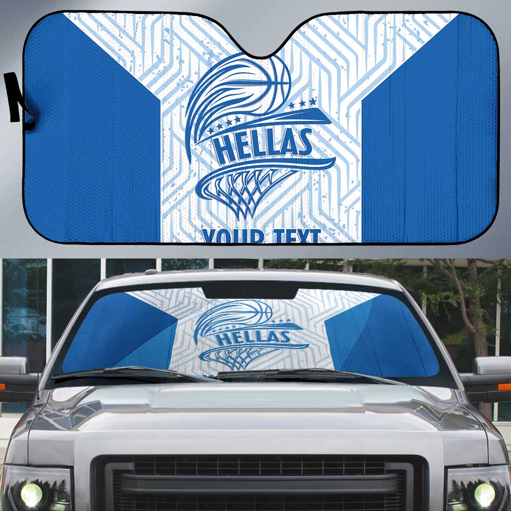 Hellas Basketball Custom Auto Sun Shade Go Greece White Version - Wonder Print Shop