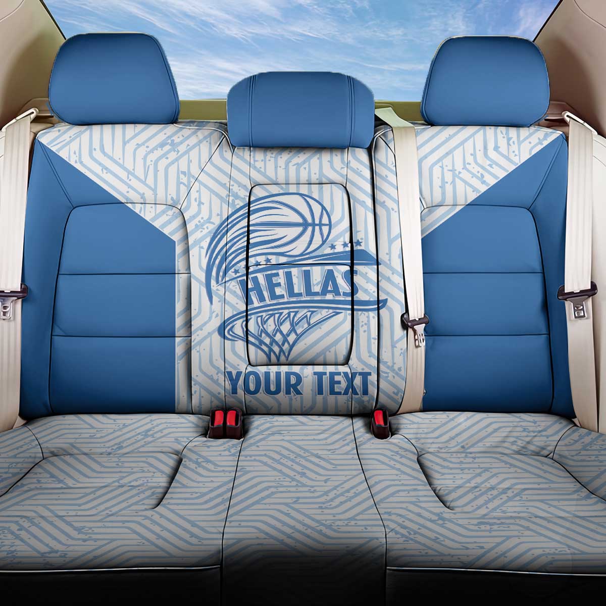 Hellas Basketball Custom Back Car Seat Cover Go Greece White Version - Wonder Print Shop