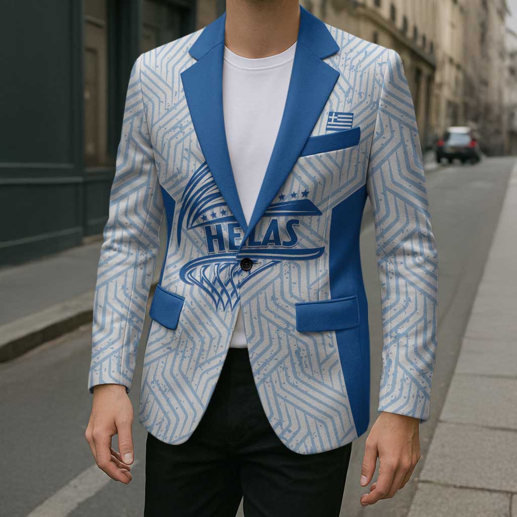 Hellas Basketball Custom Blazer Go Greece White Version - Wonder Print Shop