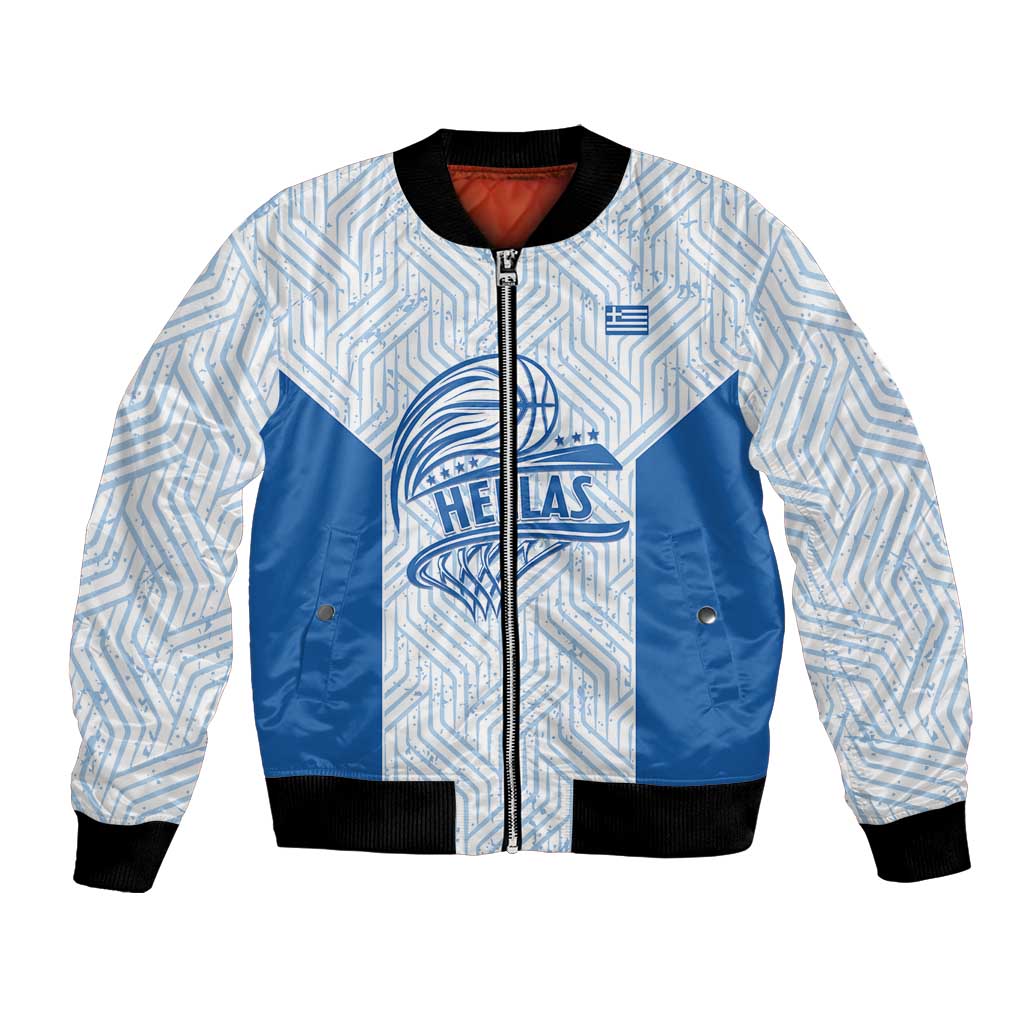 Hellas Basketball Custom Bomber Jacket Go Greece White Version - Wonder Print Shop