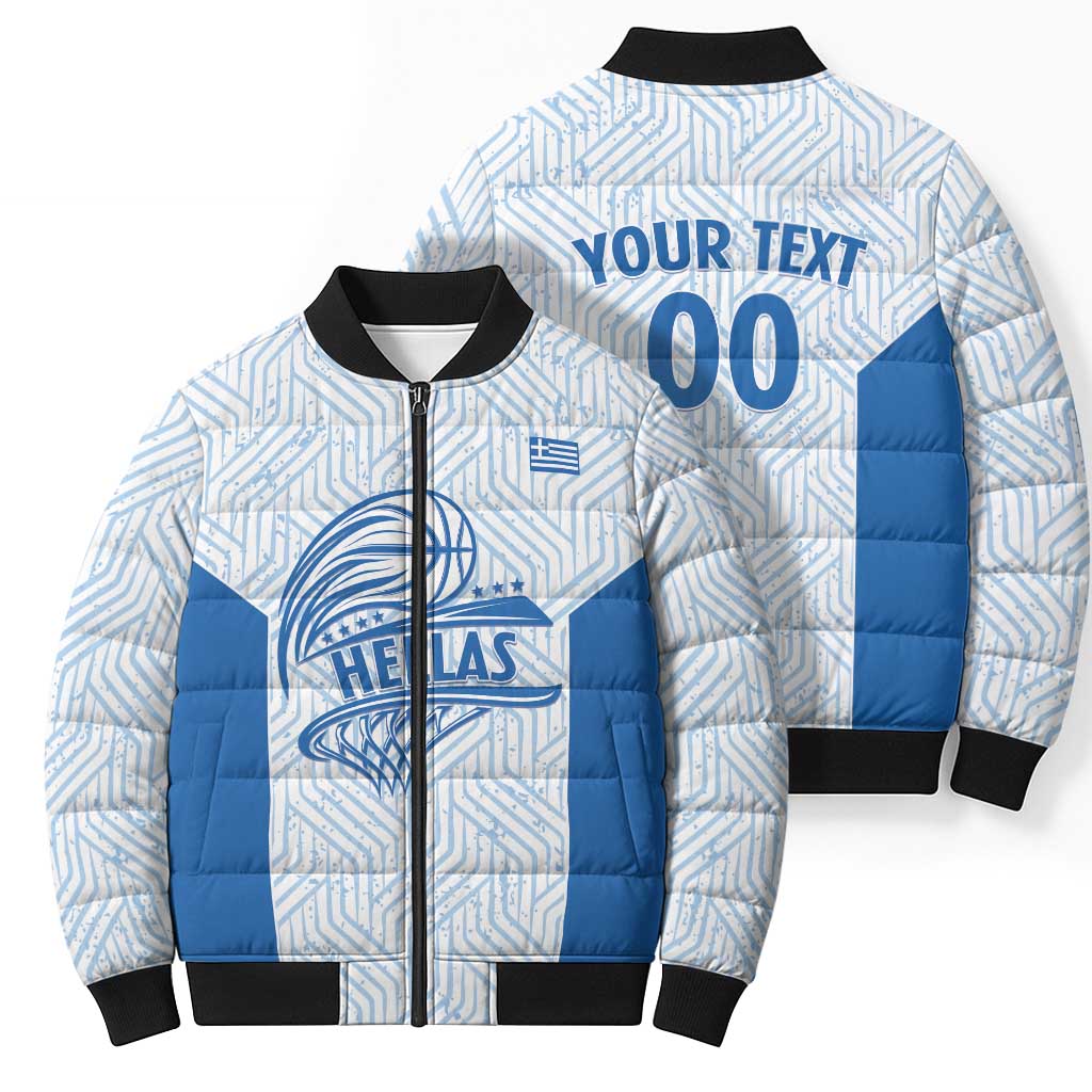 Hellas Basketball Custom Bomber Puffer Jacket Go Greece White Version - Wonder Print Shop