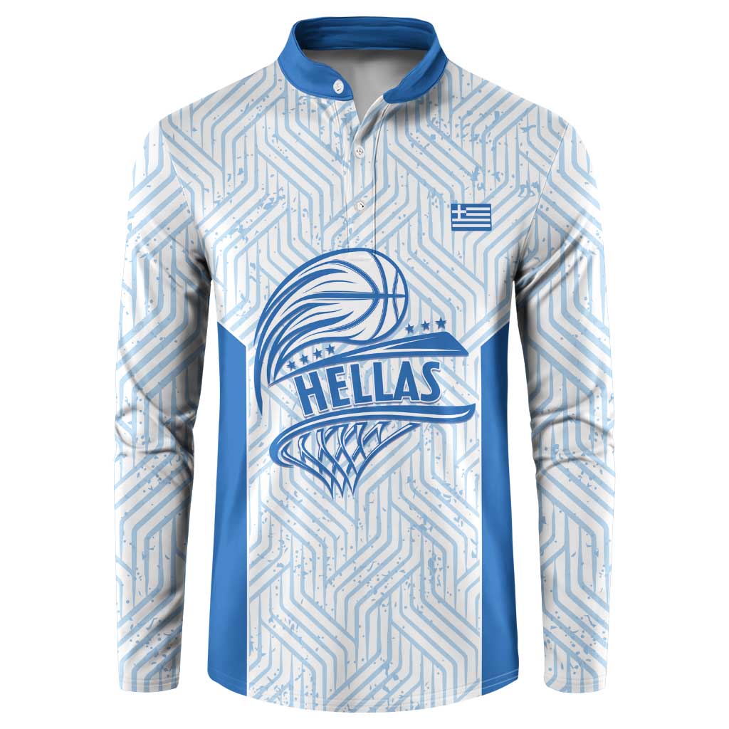 Hellas Basketball Custom Button Sweatshirt Go Greece White Version - Wonder Print Shop