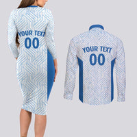 Hellas Basketball Custom Couples Matching Long Sleeve Bodycon Dress and Long Sleeve Button Shirt Go Greece White Version - Wonder Print Shop