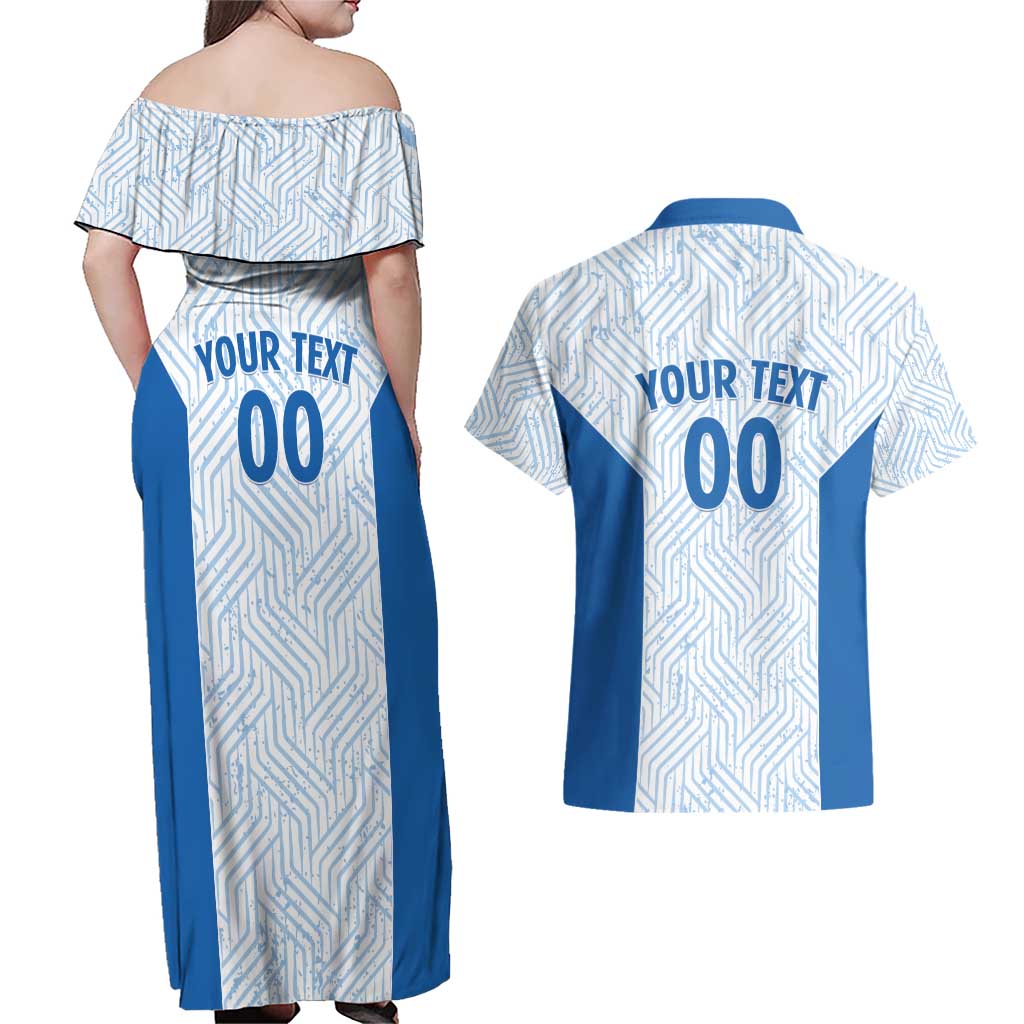 Hellas Basketball Custom Couples Matching Off Shoulder Maxi Dress and Hawaiian Shirt Go Greece White Version - Wonder Print Shop