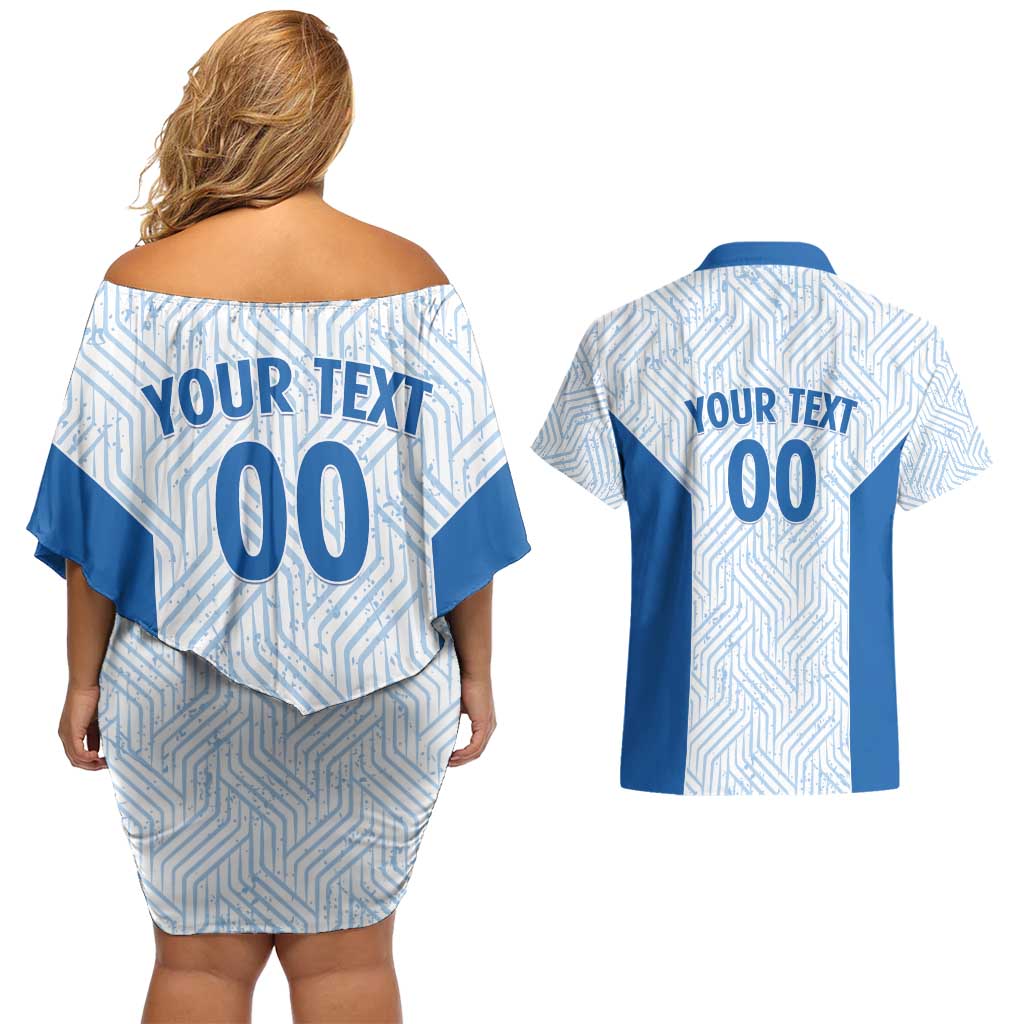 Hellas Basketball Custom Couples Matching Off Shoulder Short Dress and Hawaiian Shirt Go Greece White Version - Wonder Print Shop