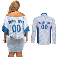 Hellas Basketball Custom Couples Matching Off Shoulder Short Dress and Long Sleeve Button Shirt Go Greece White Version - Wonder Print Shop