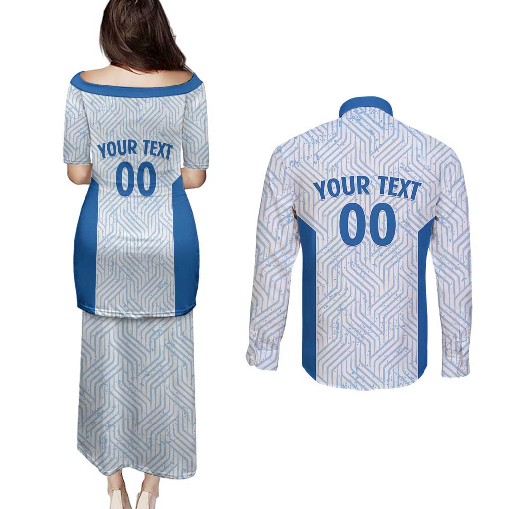 Hellas Basketball Custom Couples Matching Puletasi and Long Sleeve Button Shirt Go Greece White Version - Wonder Print Shop