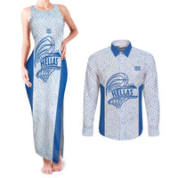 Hellas Basketball Custom Couples Matching Tank Maxi Dress and Long Sleeve Button Shirt Go Greece White Version - Wonder Print Shop