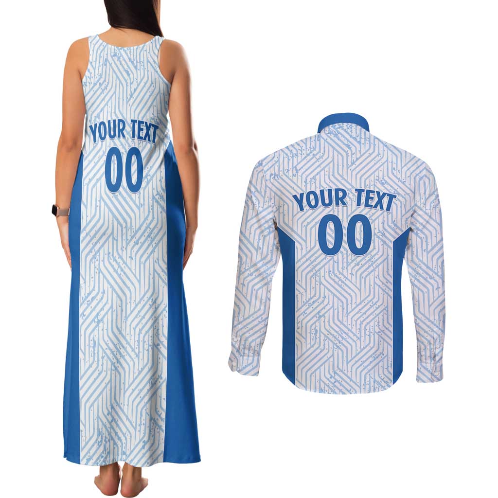 Hellas Basketball Custom Couples Matching Tank Maxi Dress and Long Sleeve Button Shirt Go Greece White Version - Wonder Print Shop