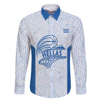 Hellas Basketball Custom Family Matching Off The Shoulder Long Sleeve Dress and Hawaiian Shirt Go Greece White Version - Wonder Print Shop