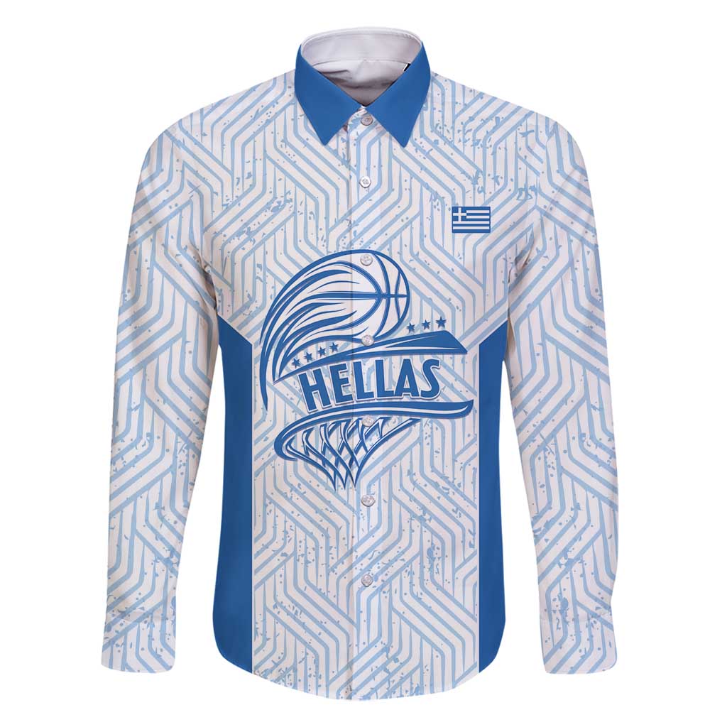 Hellas Basketball Custom Family Matching Off Shoulder Maxi Dress and Hawaiian Shirt Go Greece White Version - Wonder Print Shop