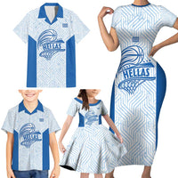 Hellas Basketball Custom Family Matching Short Sleeve Bodycon Dress and Hawaiian Shirt Go Greece White Version - Wonder Print Shop