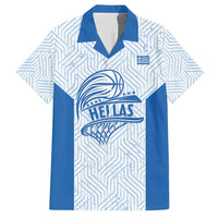 Hellas Basketball Custom Family Matching Short Sleeve Bodycon Dress and Hawaiian Shirt Go Greece White Version - Wonder Print Shop