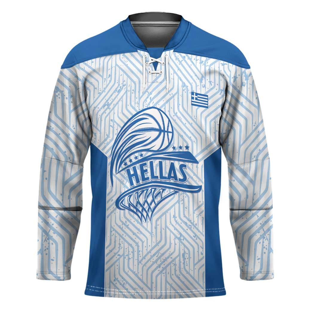 Hellas Basketball Custom Hockey Jersey Go Greece White Version - Wonder Print Shop