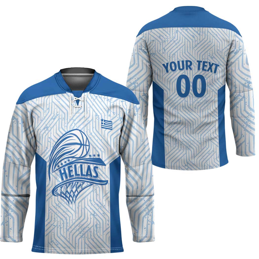 Hellas Basketball Custom Hockey Jersey Go Greece White Version - Wonder Print Shop