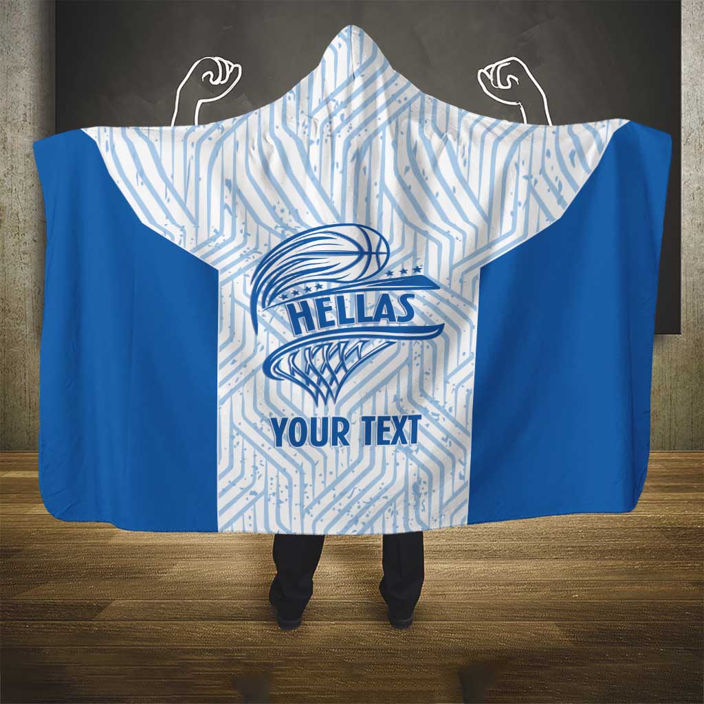 Hellas Basketball Custom Hooded Blanket Go Greece White Version - Wonder Print Shop