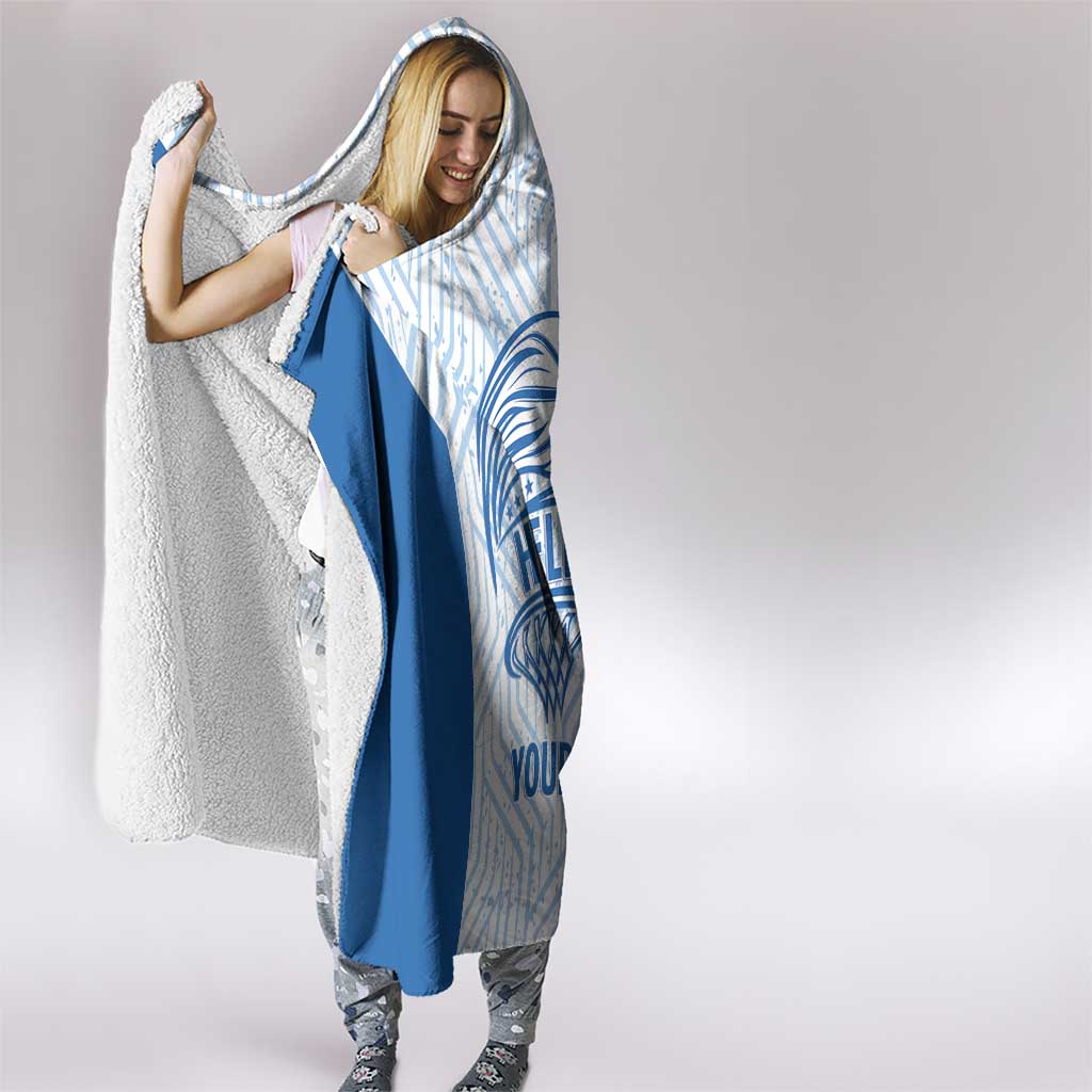 Hellas Basketball Custom Hooded Blanket Go Greece White Version - Wonder Print Shop