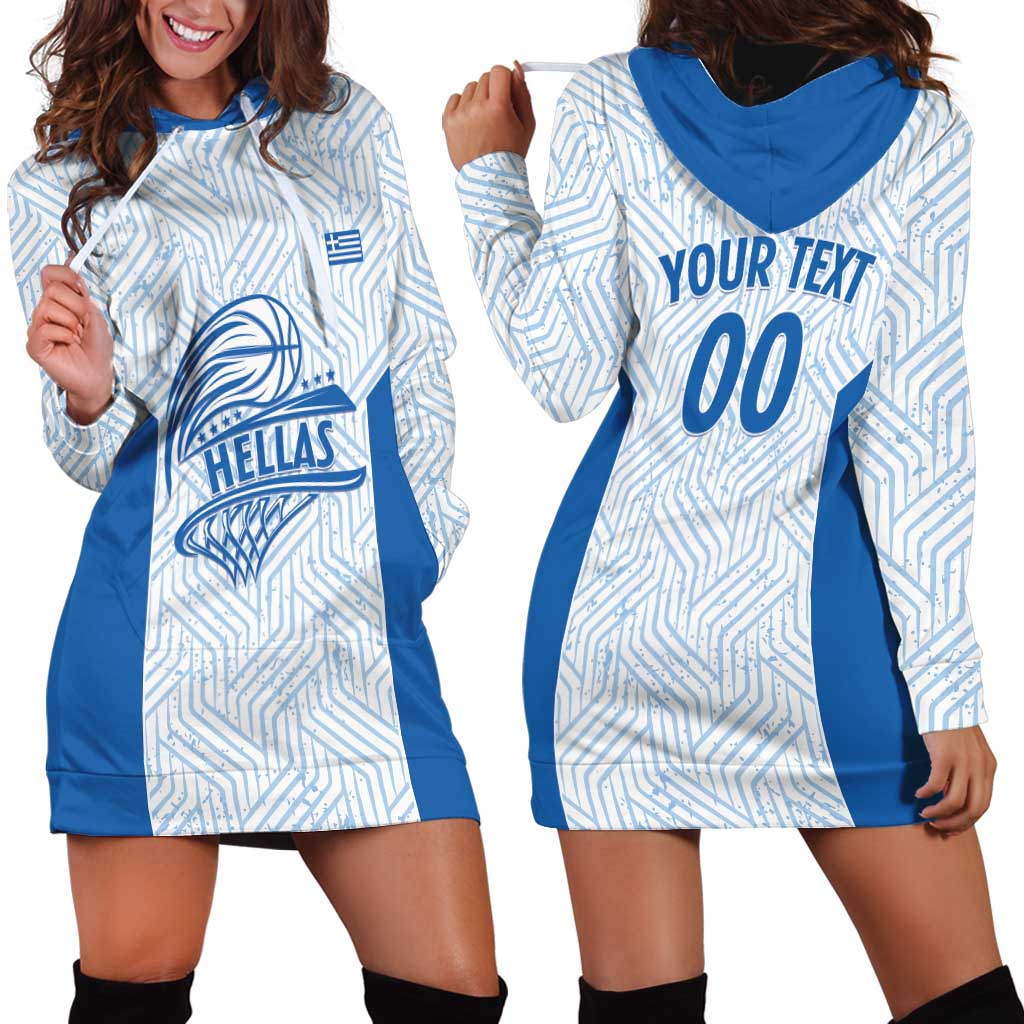 Hellas Basketball Custom Hoodie Dress Go Greece White Version - Wonder Print Shop