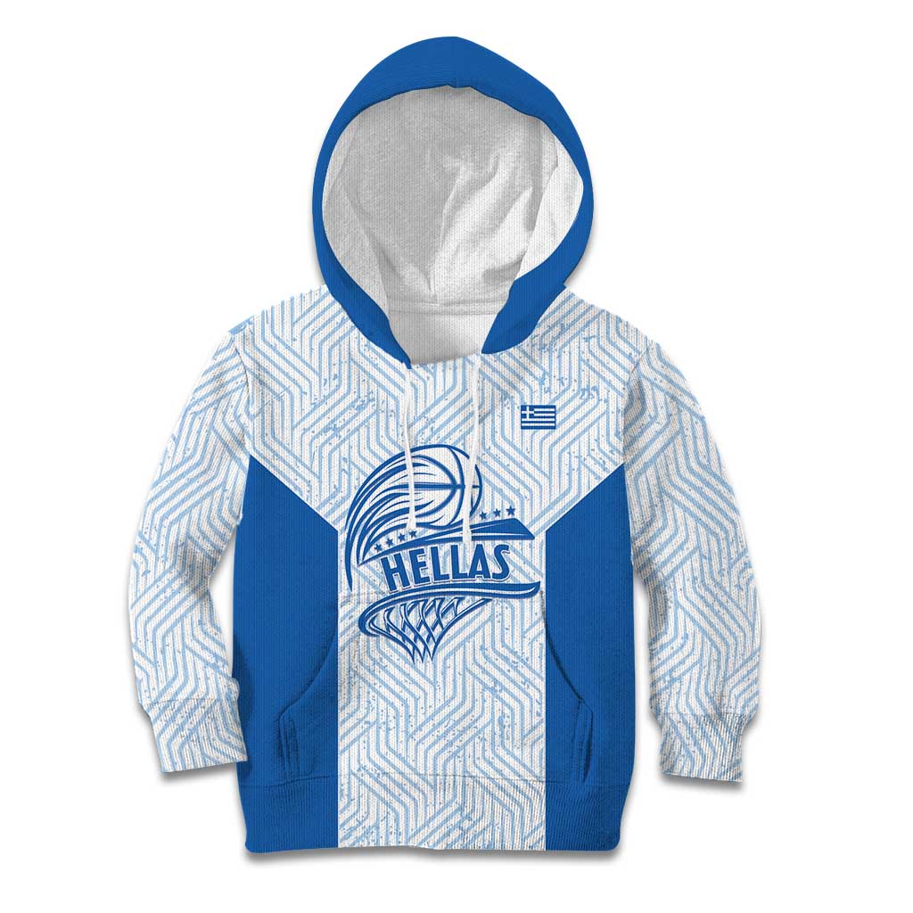 Hellas Basketball Custom Kid Hoodie Go Greece White Version - Wonder Print Shop