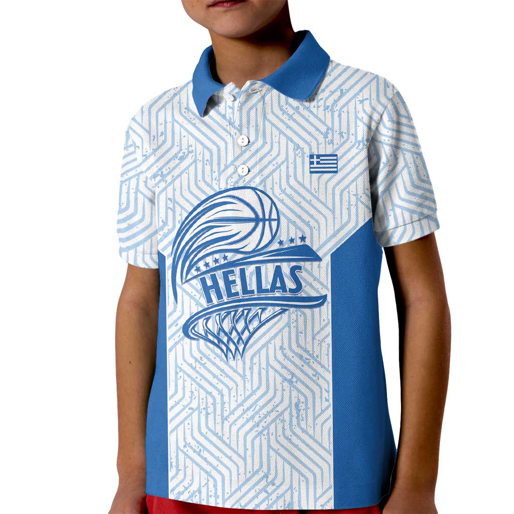 Hellas Basketball Custom Kid Polo Shirt Go Greece White Version - Wonder Print Shop