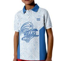Hellas Basketball Custom Kid Polo Shirt Go Greece White Version - Wonder Print Shop